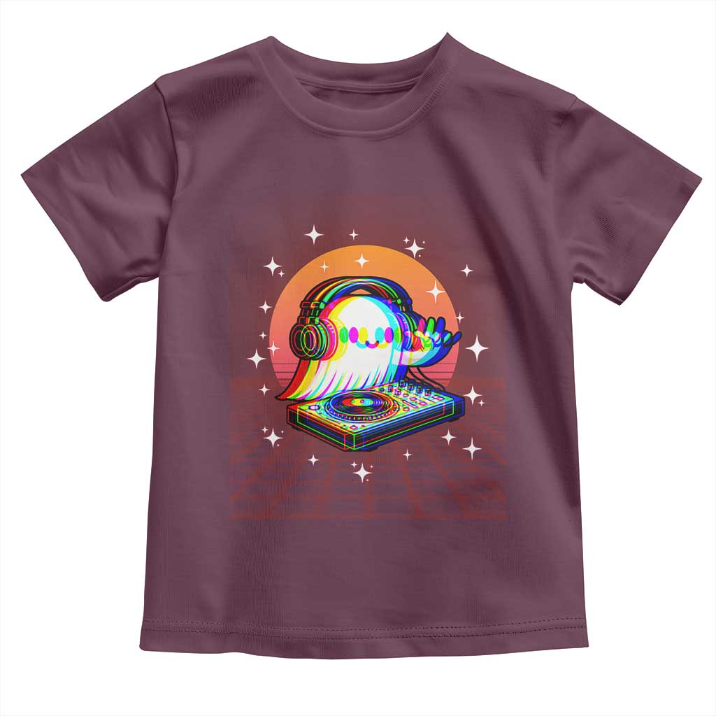 Halloween Ghost Toddler T Shirt Funny Trippy Vaporwave DJ Music Party - Wonder Print Shop