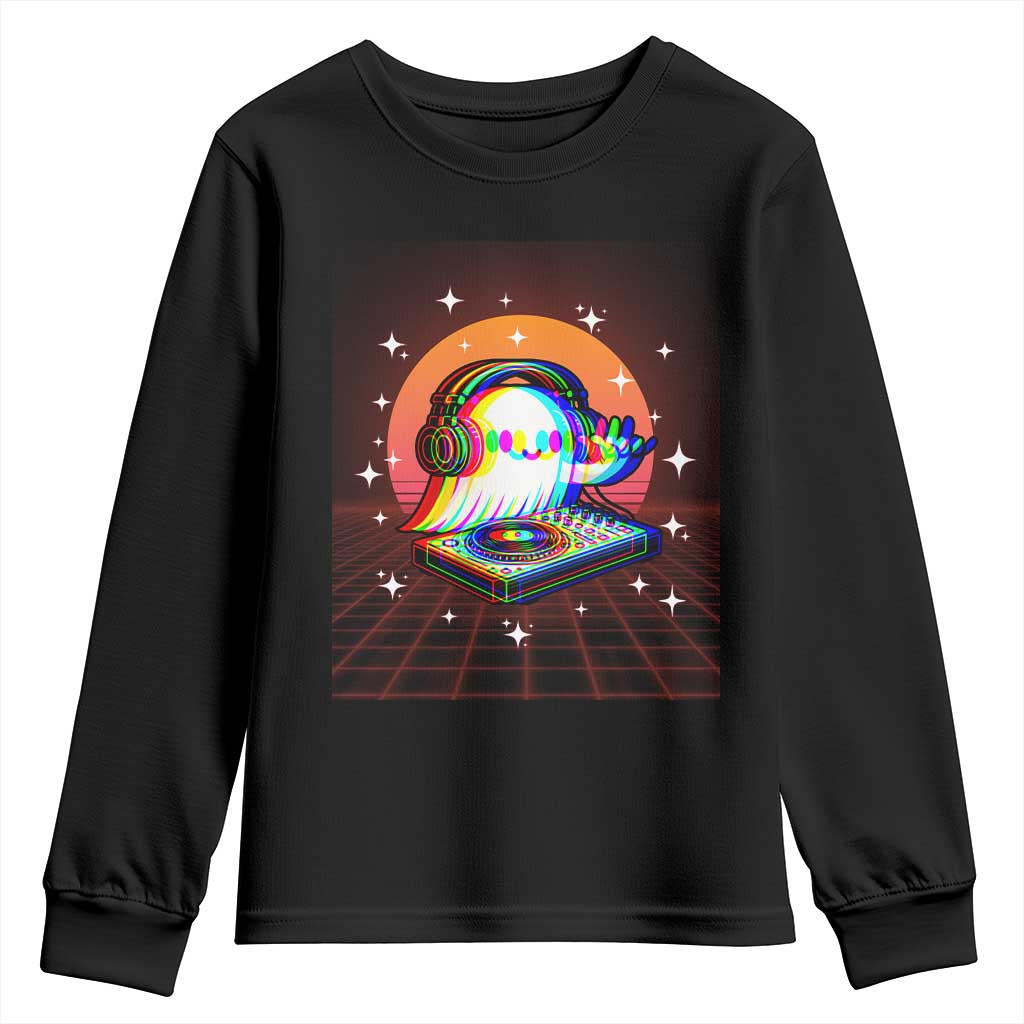 Halloween Ghost Youth Sweatshirt Funny Trippy Vaporwave DJ Music Party - Wonder Print Shop