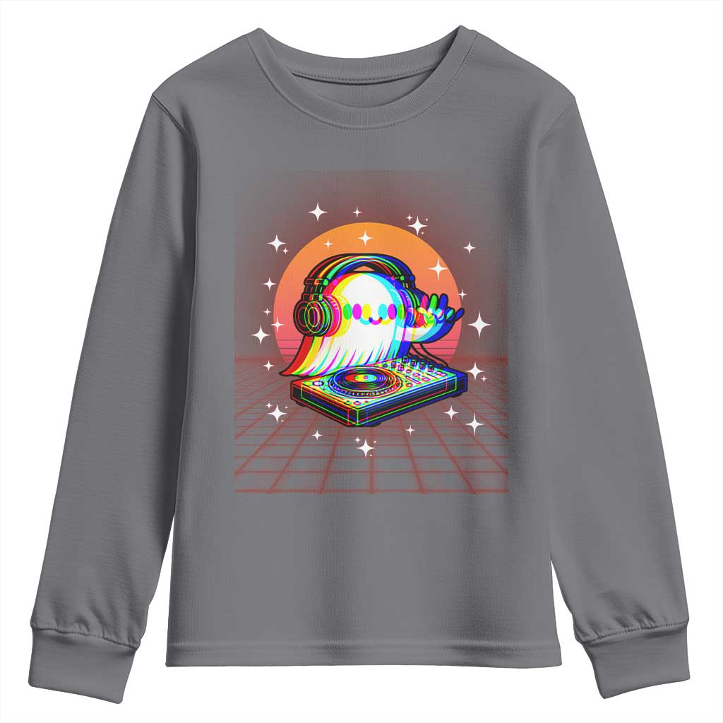 Halloween Ghost Youth Sweatshirt Funny Trippy Vaporwave DJ Music Party - Wonder Print Shop