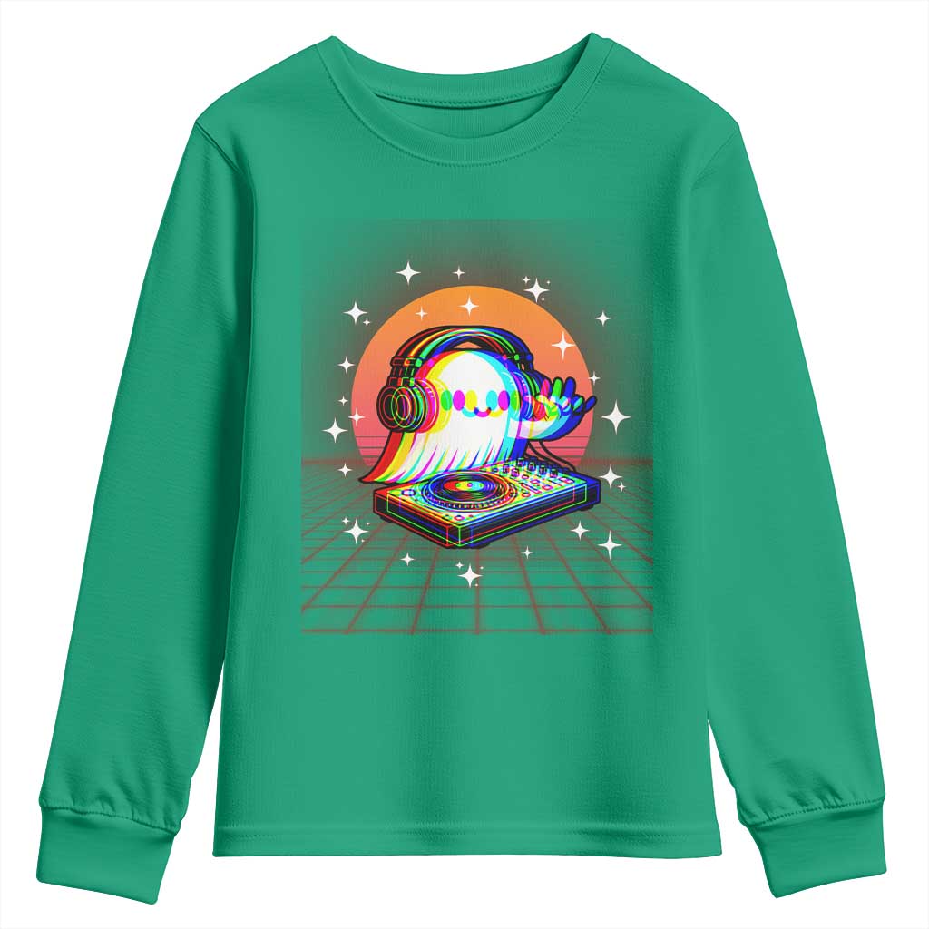 Halloween Ghost Youth Sweatshirt Funny Trippy Vaporwave DJ Music Party - Wonder Print Shop