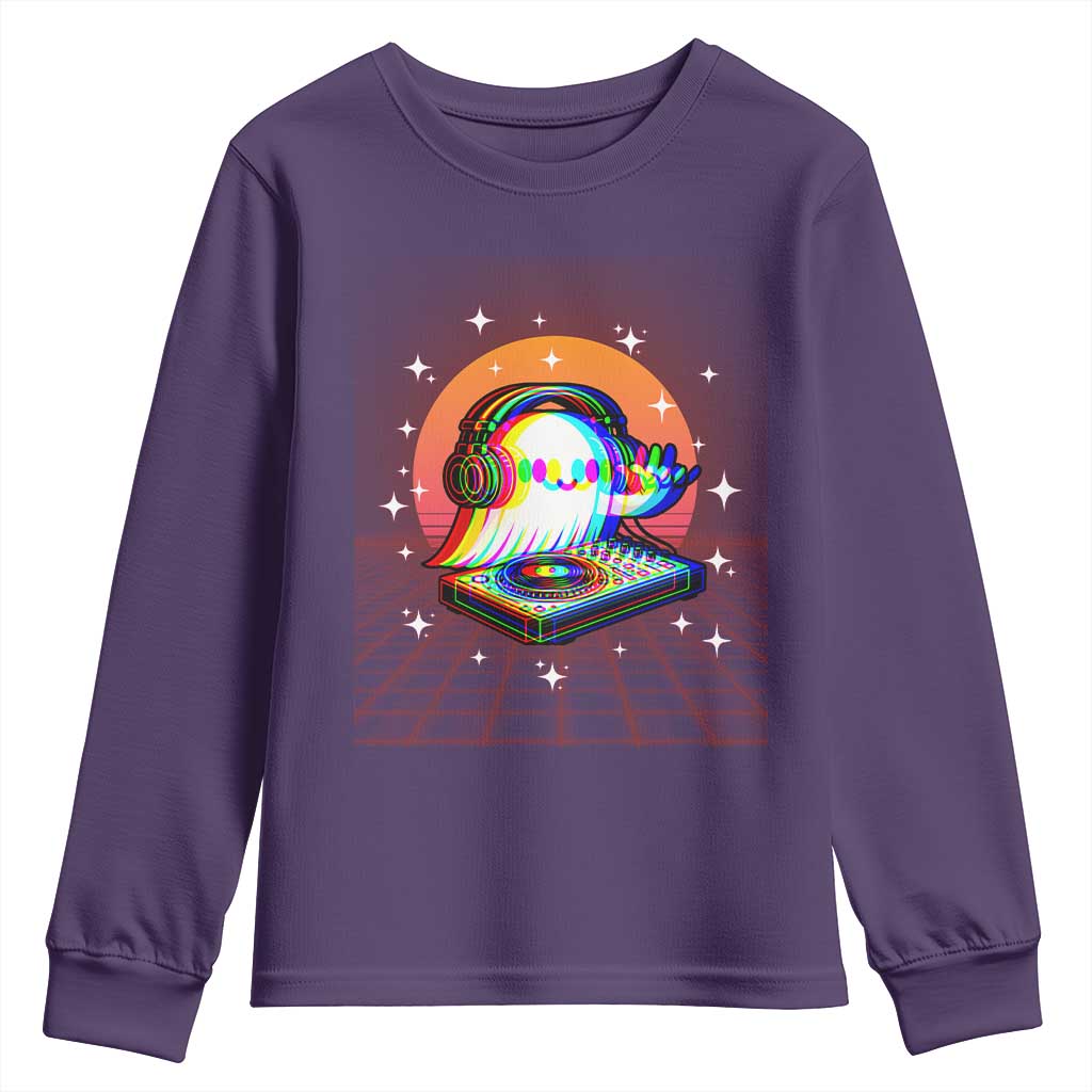 Halloween Ghost Youth Sweatshirt Funny Trippy Vaporwave DJ Music Party - Wonder Print Shop