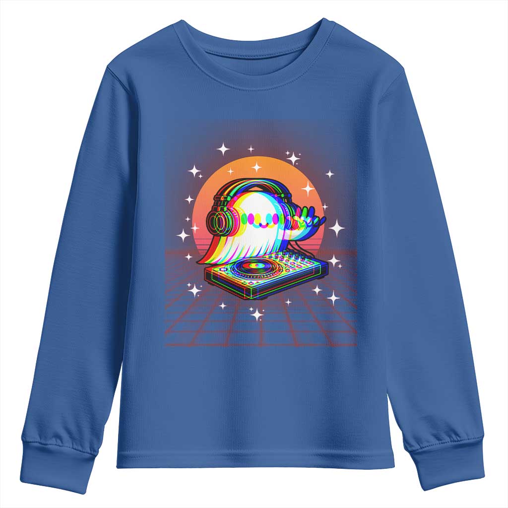 Halloween Ghost Youth Sweatshirt Funny Trippy Vaporwave DJ Music Party - Wonder Print Shop