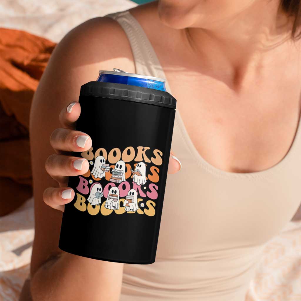 Bookish Ghost Halloween 4 in 1 Can Cooler Tumbler Funny Book Lover And Spooky Squad