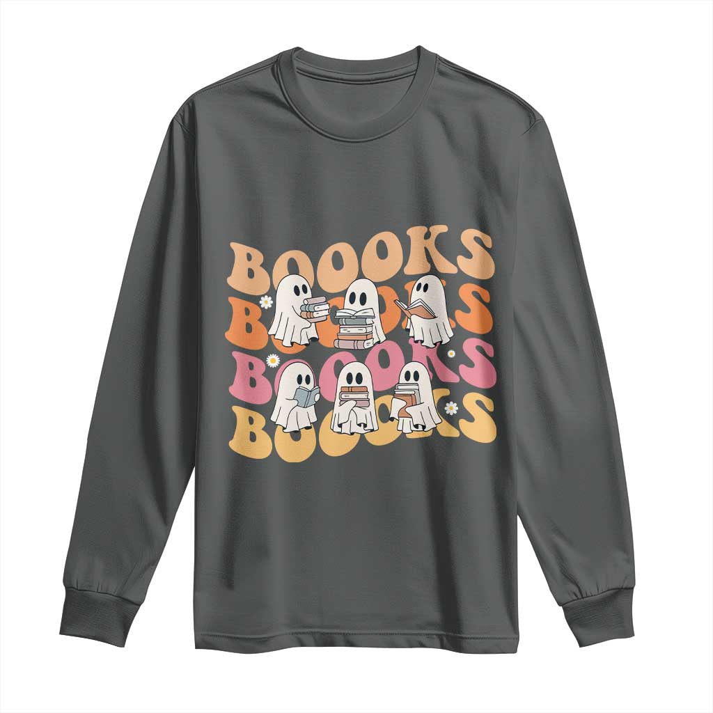Bookish Ghost Halloween Long Sleeve Shirt Funny Book Lover And Spooky Squad - Wonder Print Shop