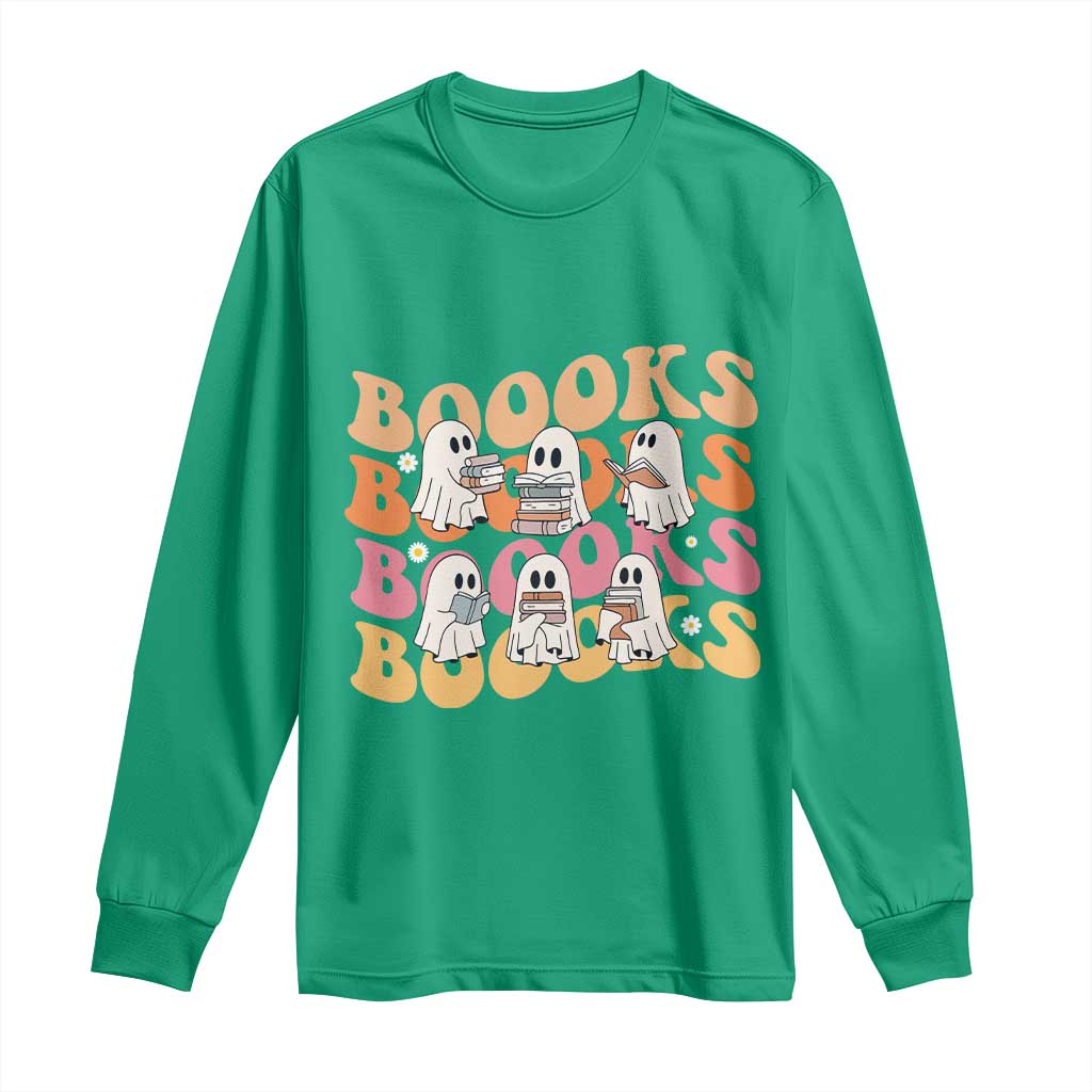 Bookish Ghost Halloween Long Sleeve Shirt Funny Book Lover And Spooky Squad - Wonder Print Shop