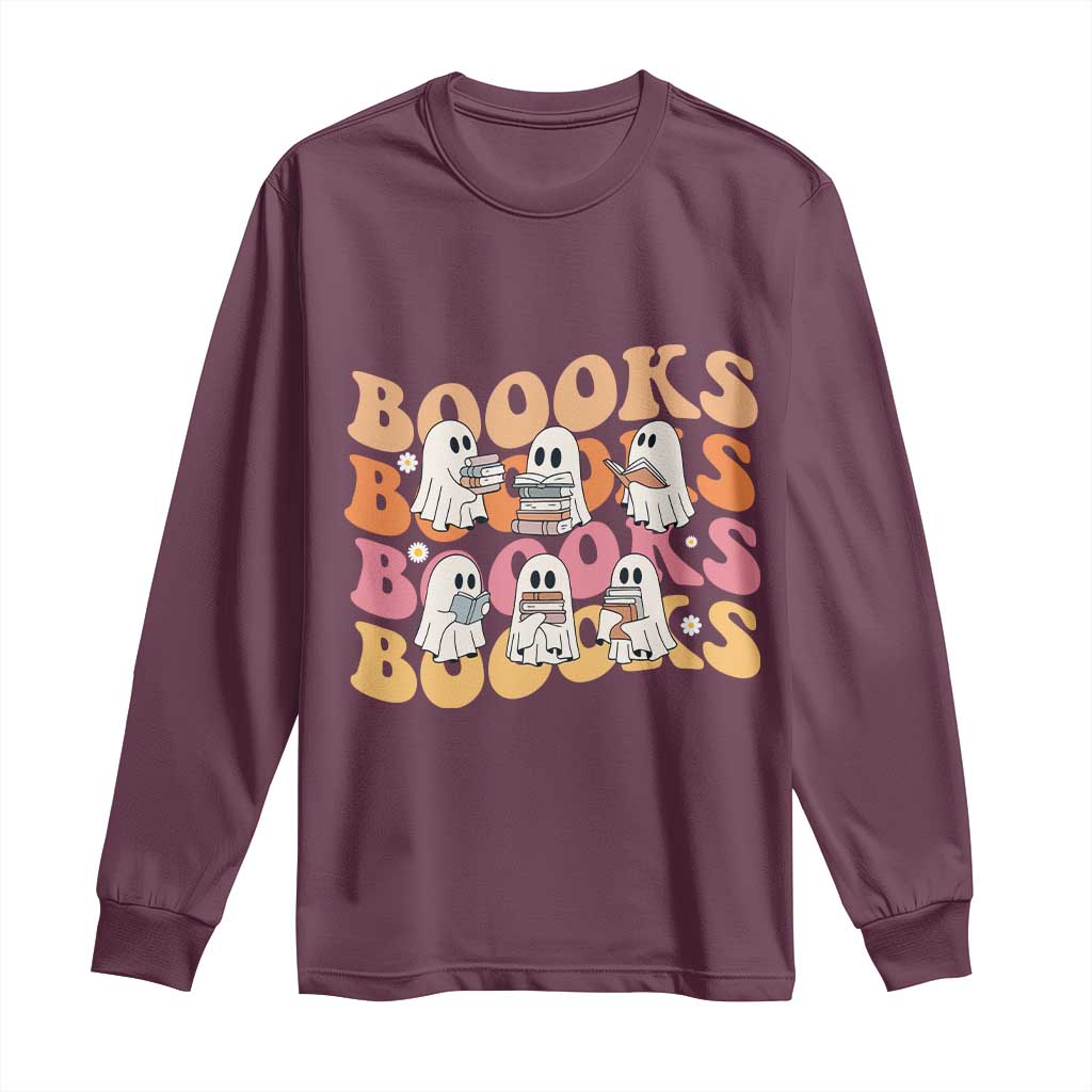 Bookish Ghost Halloween Long Sleeve Shirt Funny Book Lover And Spooky Squad - Wonder Print Shop