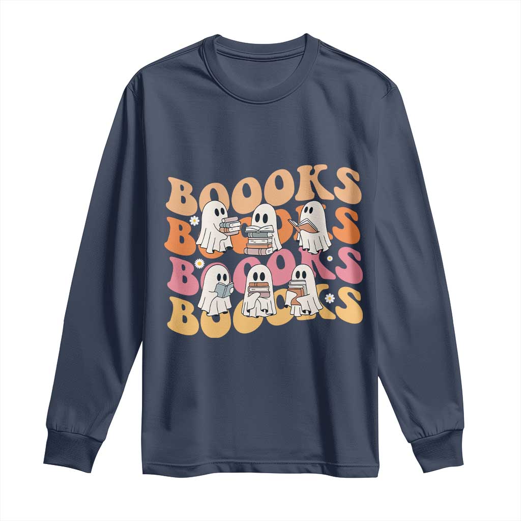 Bookish Ghost Halloween Long Sleeve Shirt Funny Book Lover And Spooky Squad - Wonder Print Shop