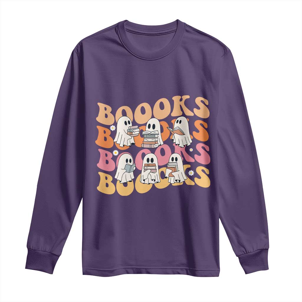 Bookish Ghost Halloween Long Sleeve Shirt Funny Book Lover And Spooky Squad - Wonder Print Shop