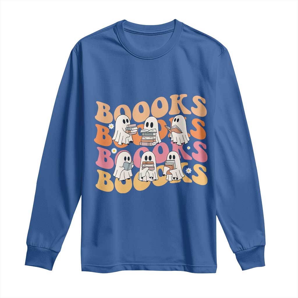 Bookish Ghost Halloween Long Sleeve Shirt Funny Book Lover And Spooky Squad - Wonder Print Shop