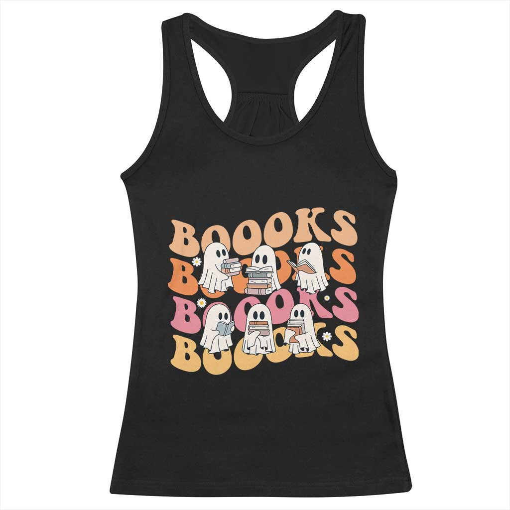 Bookish Ghost Halloween Racerback Tank Top Funny Book Lover And Spooky Squad - Wonder Print Shop