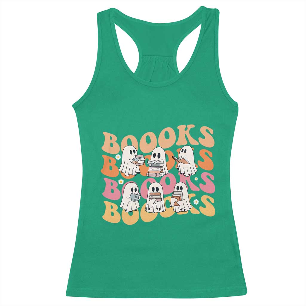 Bookish Ghost Halloween Racerback Tank Top Funny Book Lover And Spooky Squad - Wonder Print Shop
