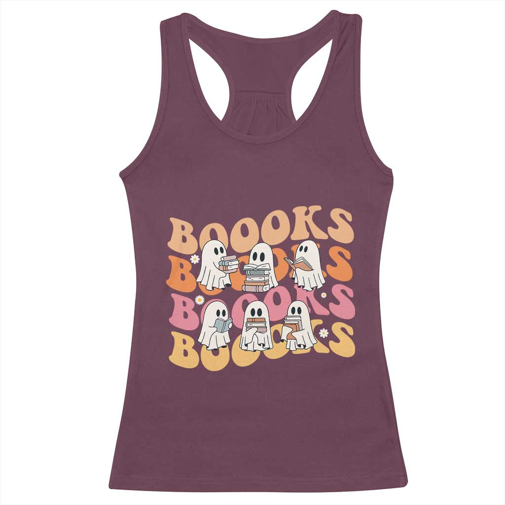 Bookish Ghost Halloween Racerback Tank Top Funny Book Lover And Spooky Squad - Wonder Print Shop
