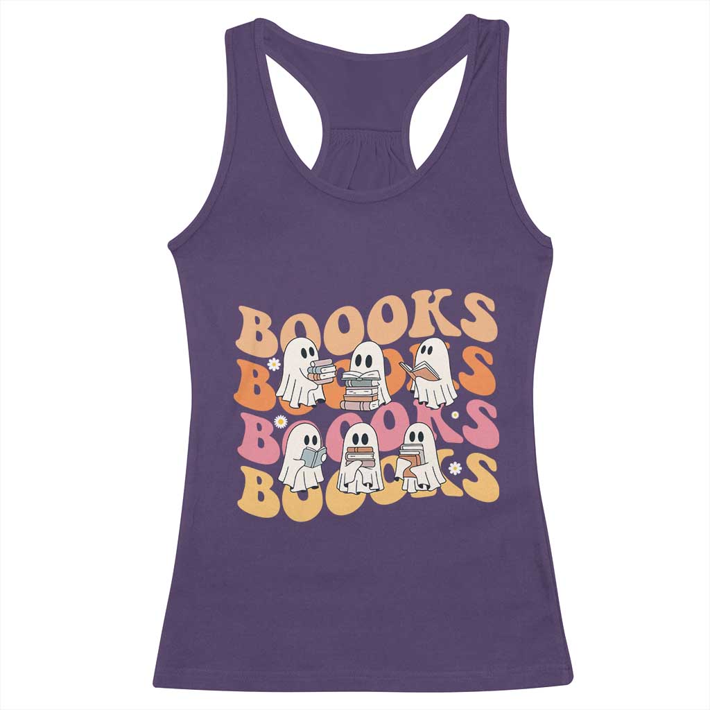 Bookish Ghost Halloween Racerback Tank Top Funny Book Lover And Spooky Squad - Wonder Print Shop