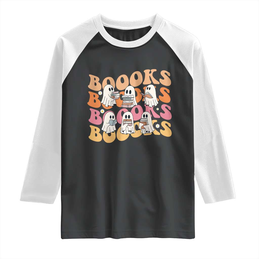 Bookish Ghost Halloween Raglan Shirt Funny Book Lover And Spooky Squad - Wonder Print Shop