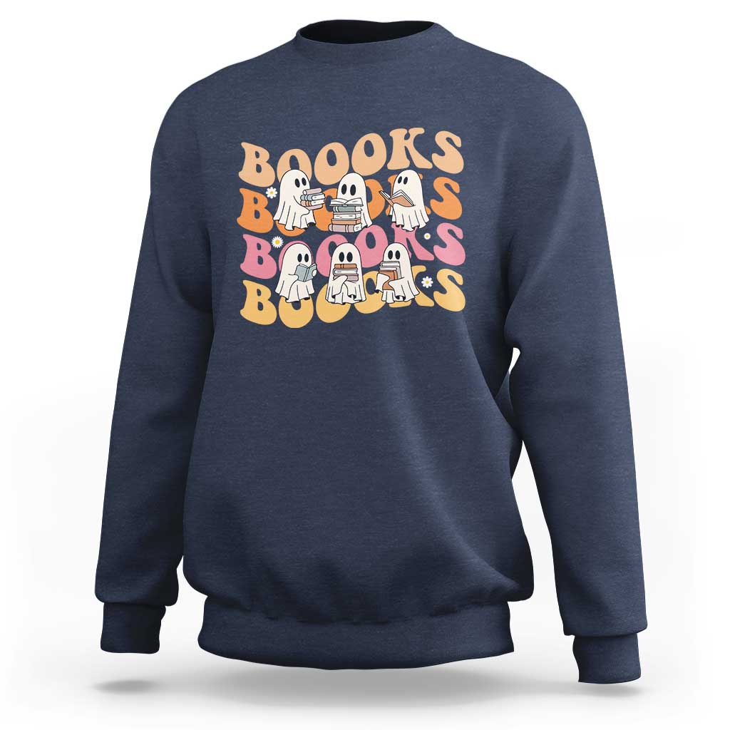 Bookish Ghost Halloween Sweatshirt Funny Book Lover And Spooky Squad - Wonder Print Shop