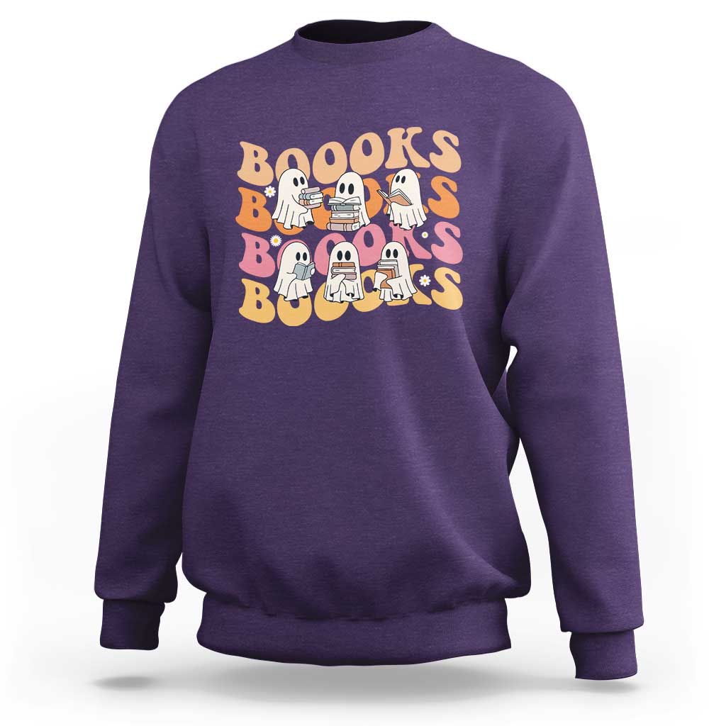 Bookish Ghost Halloween Sweatshirt Funny Book Lover And Spooky Squad - Wonder Print Shop