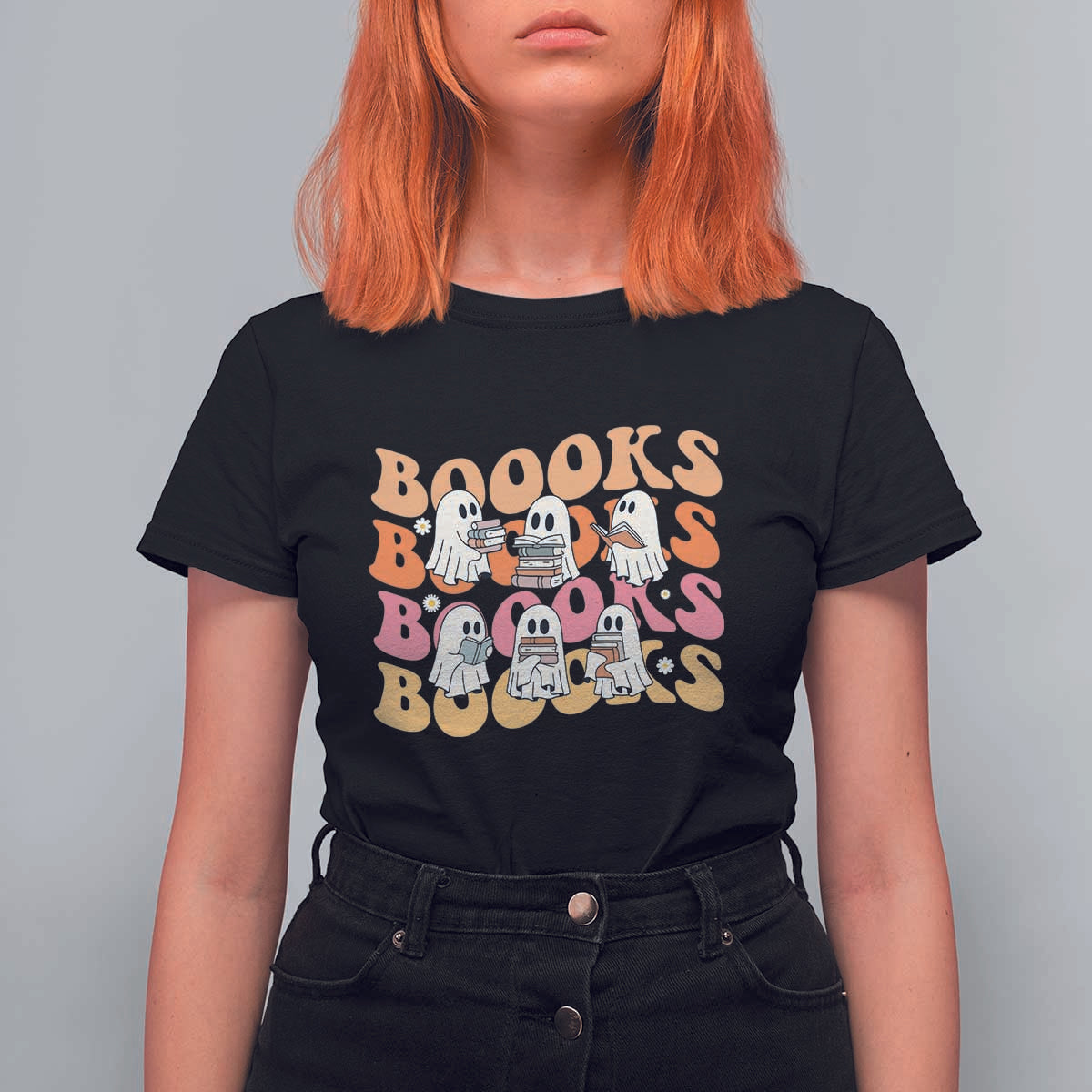 Bookish Ghost Halloween T Shirt For Women Funny Book Lover And Spooky Squad - Wonder Print Shop