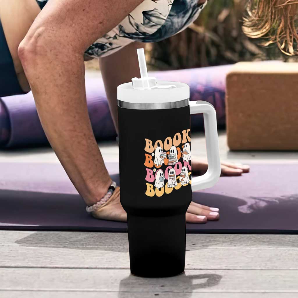 Bookish Ghost Halloween Tumbler With Handle Funny Book Lover And Spooky Squad