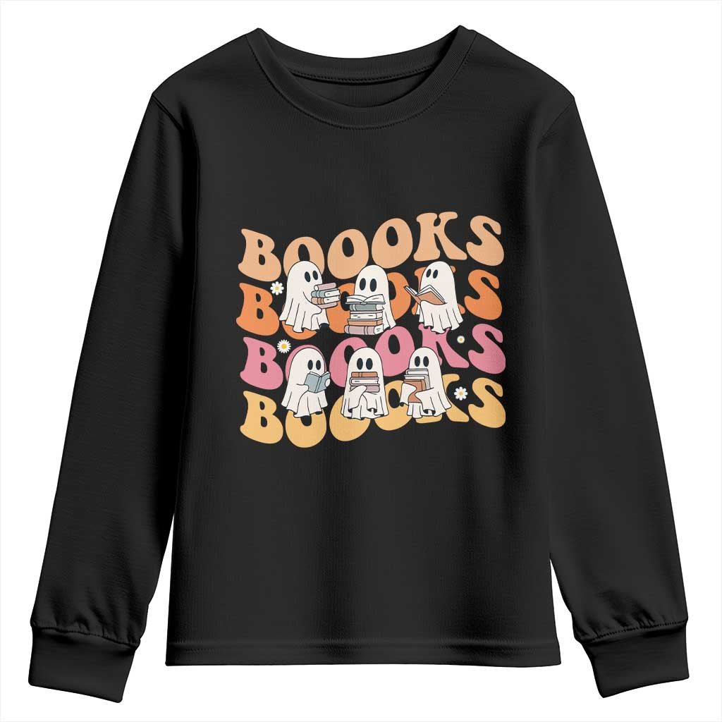 Bookish Ghost Halloween Youth Sweatshirt Funny Book Lover And Spooky Squad - Wonder Print Shop