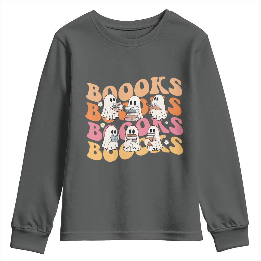 Bookish Ghost Halloween Youth Sweatshirt Funny Book Lover And Spooky Squad - Wonder Print Shop