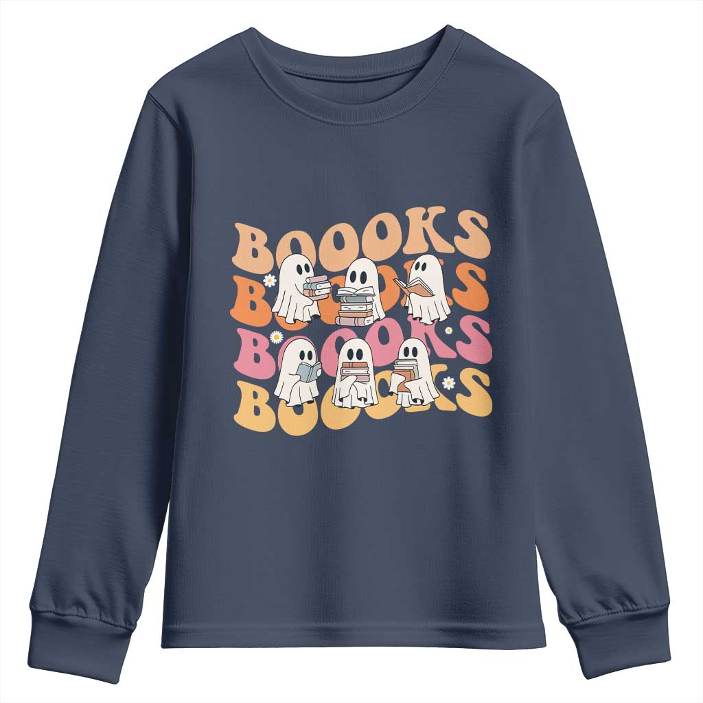Bookish Ghost Halloween Youth Sweatshirt Funny Book Lover And Spooky Squad - Wonder Print Shop