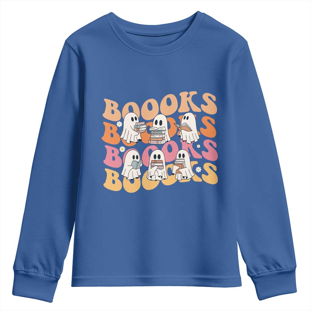 Bookish Ghost Halloween Youth Sweatshirt Funny Book Lover And Spooky Squad - Wonder Print Shop