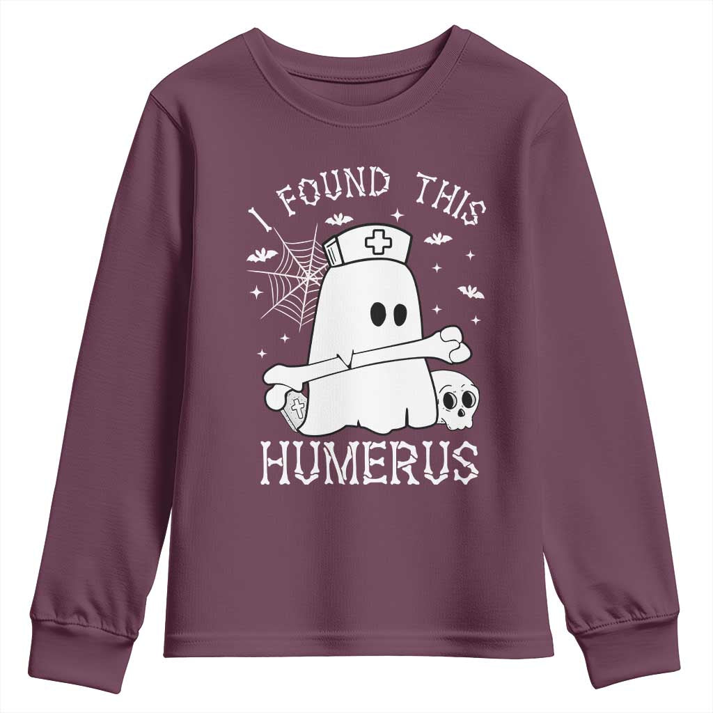 Cute Halloween Nurse I Found This Humerus Ghost Bone Pun Youth Sweatshirt - Wonder Print Shop