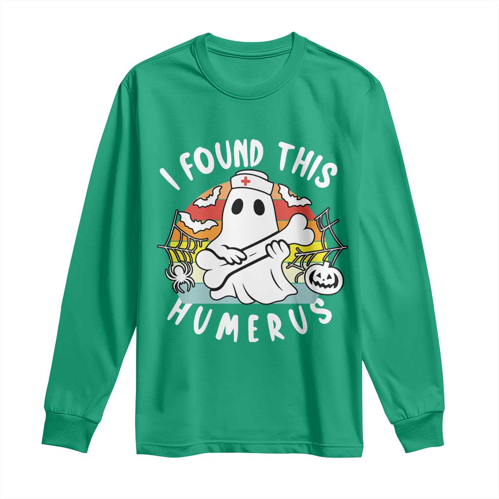 Halloween Ghost Nurse Long Sleeve Shirt I Found This Humerus Bone Pun - Wonder Print Shop