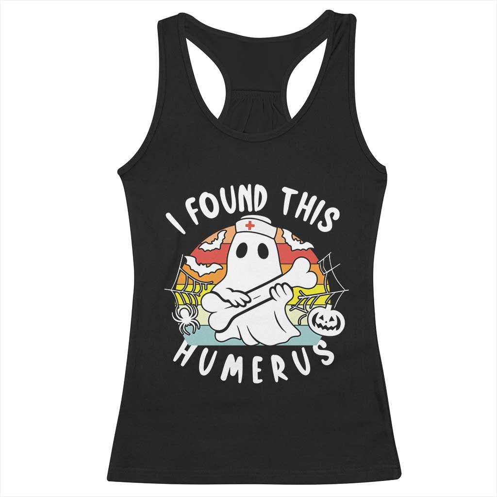 Halloween Ghost Nurse Racerback Tank Top I Found This Humerus Bone Pun - Wonder Print Shop