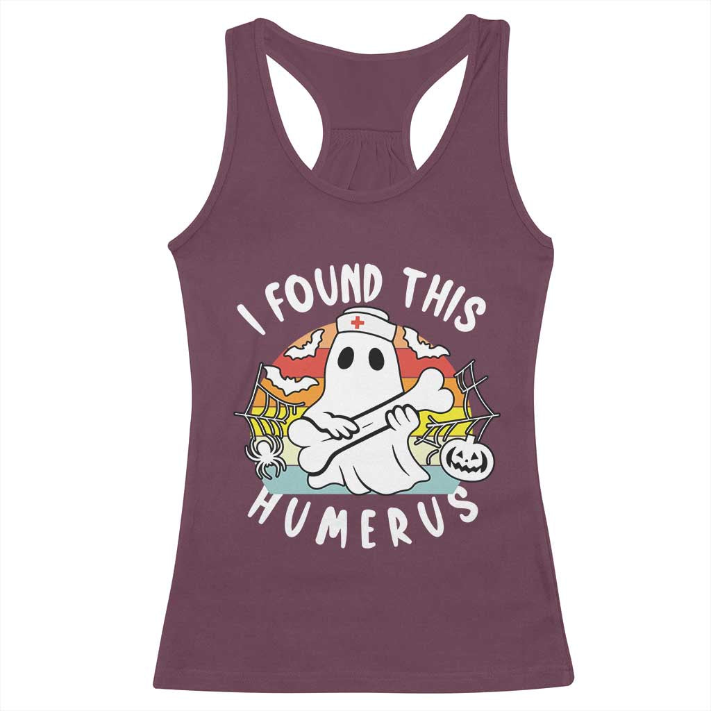 Halloween Ghost Nurse Racerback Tank Top I Found This Humerus Bone Pun - Wonder Print Shop
