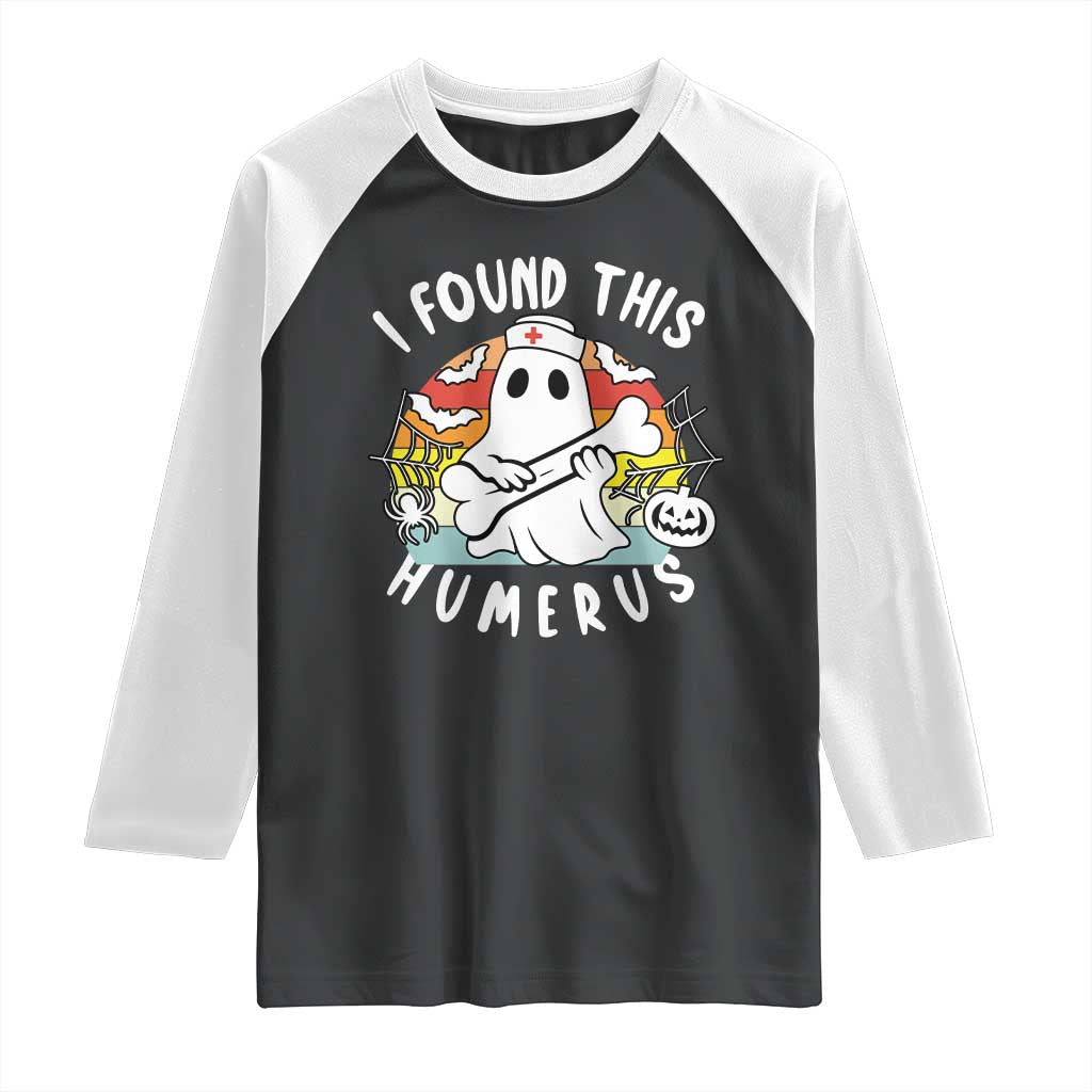 Halloween Ghost Nurse Raglan Shirt I Found This Humerus Bone Pun - Wonder Print Shop