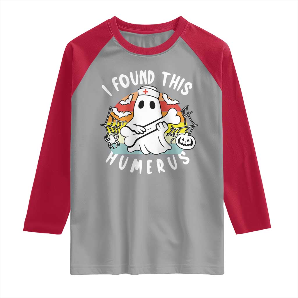 Halloween Ghost Nurse Raglan Shirt I Found This Humerus Bone Pun - Wonder Print Shop