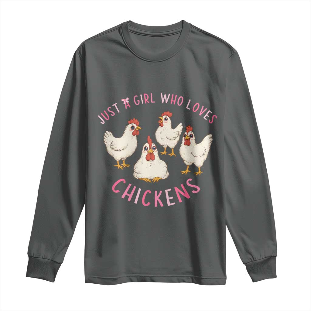Chicken Lover Gift Long Sleeve Shirt Just A Girl Who Loves Chickens - Wonder Print Shop