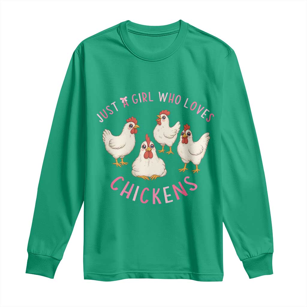 Chicken Lover Gift Long Sleeve Shirt Just A Girl Who Loves Chickens - Wonder Print Shop