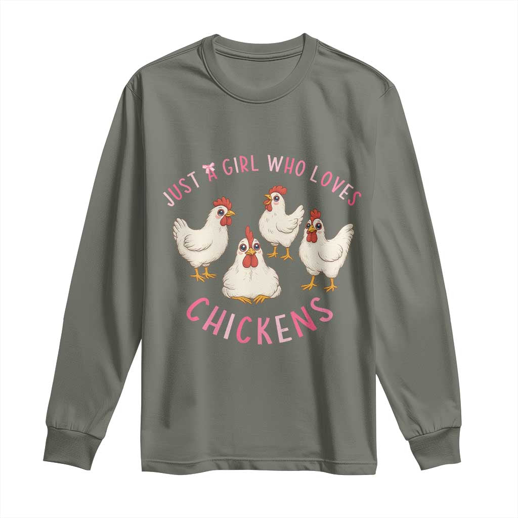 Chicken Lover Gift Long Sleeve Shirt Just A Girl Who Loves Chickens - Wonder Print Shop