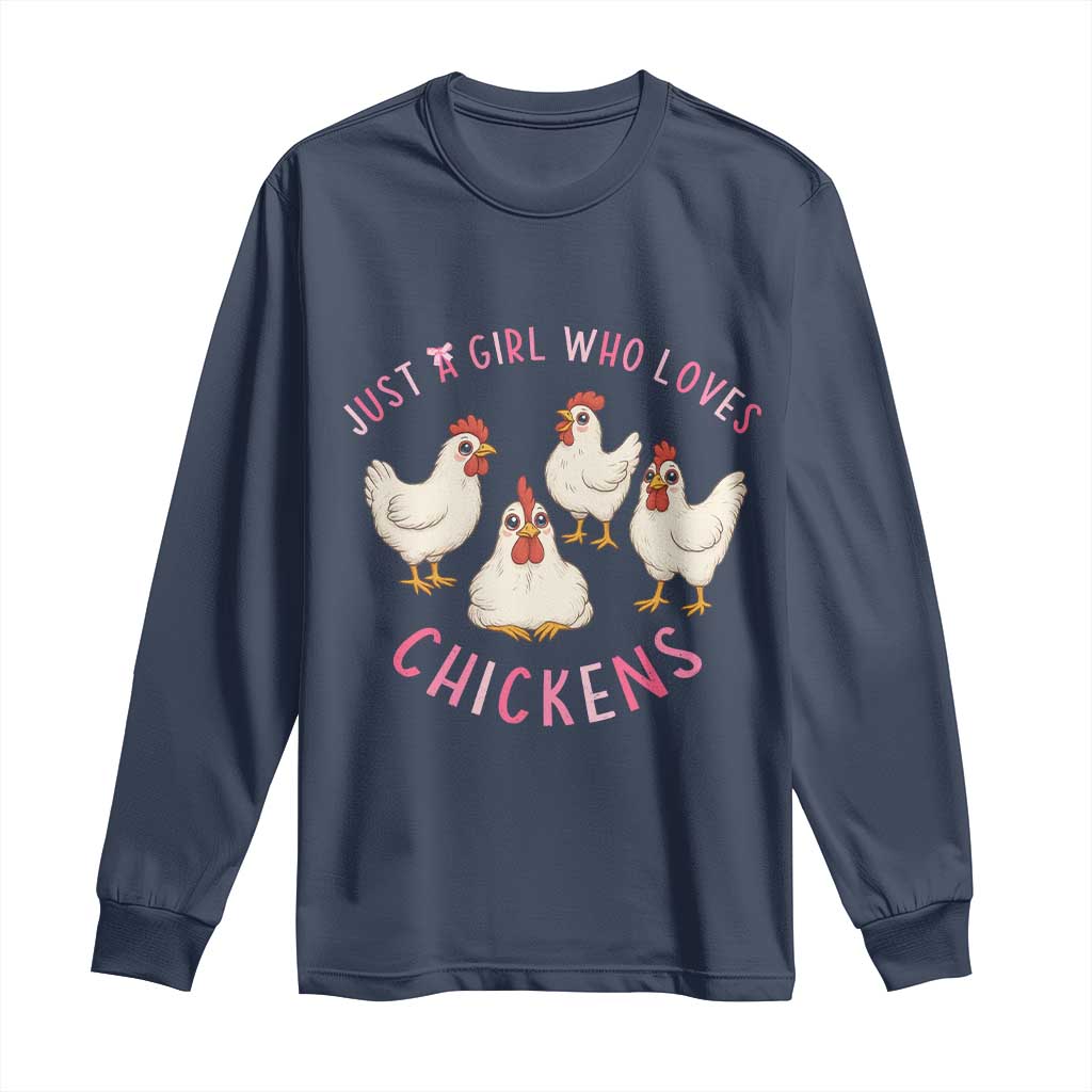 Chicken Lover Gift Long Sleeve Shirt Just A Girl Who Loves Chickens - Wonder Print Shop