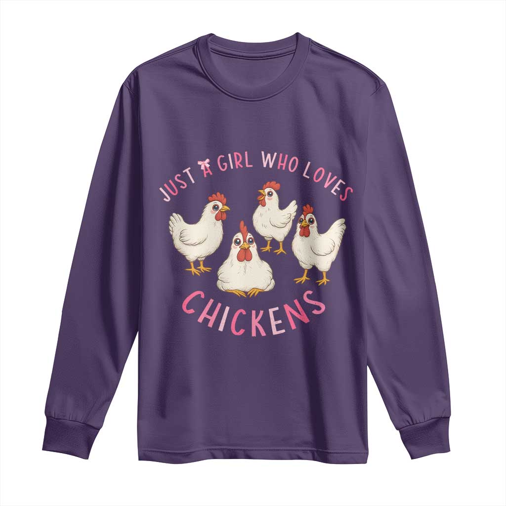 Chicken Lover Gift Long Sleeve Shirt Just A Girl Who Loves Chickens - Wonder Print Shop