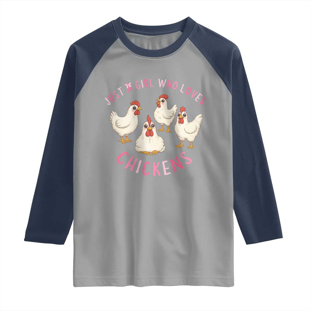 Chicken Lover Gift Raglan Shirt Just A Girl Who Loves Chickens - Wonder Print Shop