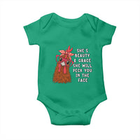 Funny Chicken Lover Gift Baby Onesie She Is Beauty And Grace She Will Peck You In The Face - Wonder Print Shop