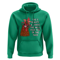 Funny Chicken Lover Gift Hoodie She Is Beauty And Grace She Will Peck You In The Face - Wonder Print Shop