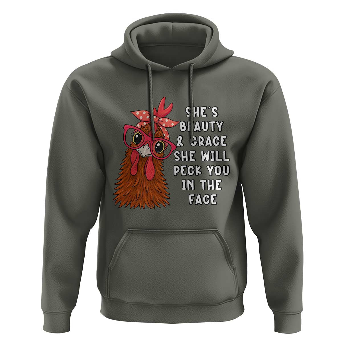 Funny Chicken Lover Gift Hoodie She Is Beauty And Grace She Will Peck You In The Face - Wonder Print Shop