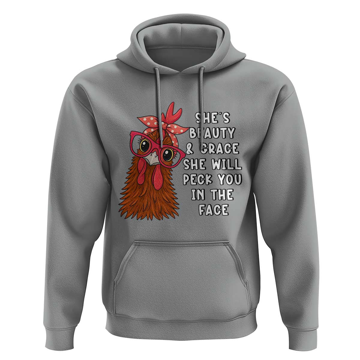 Funny Chicken Lover Gift Hoodie She Is Beauty And Grace She Will Peck You In The Face - Wonder Print Shop
