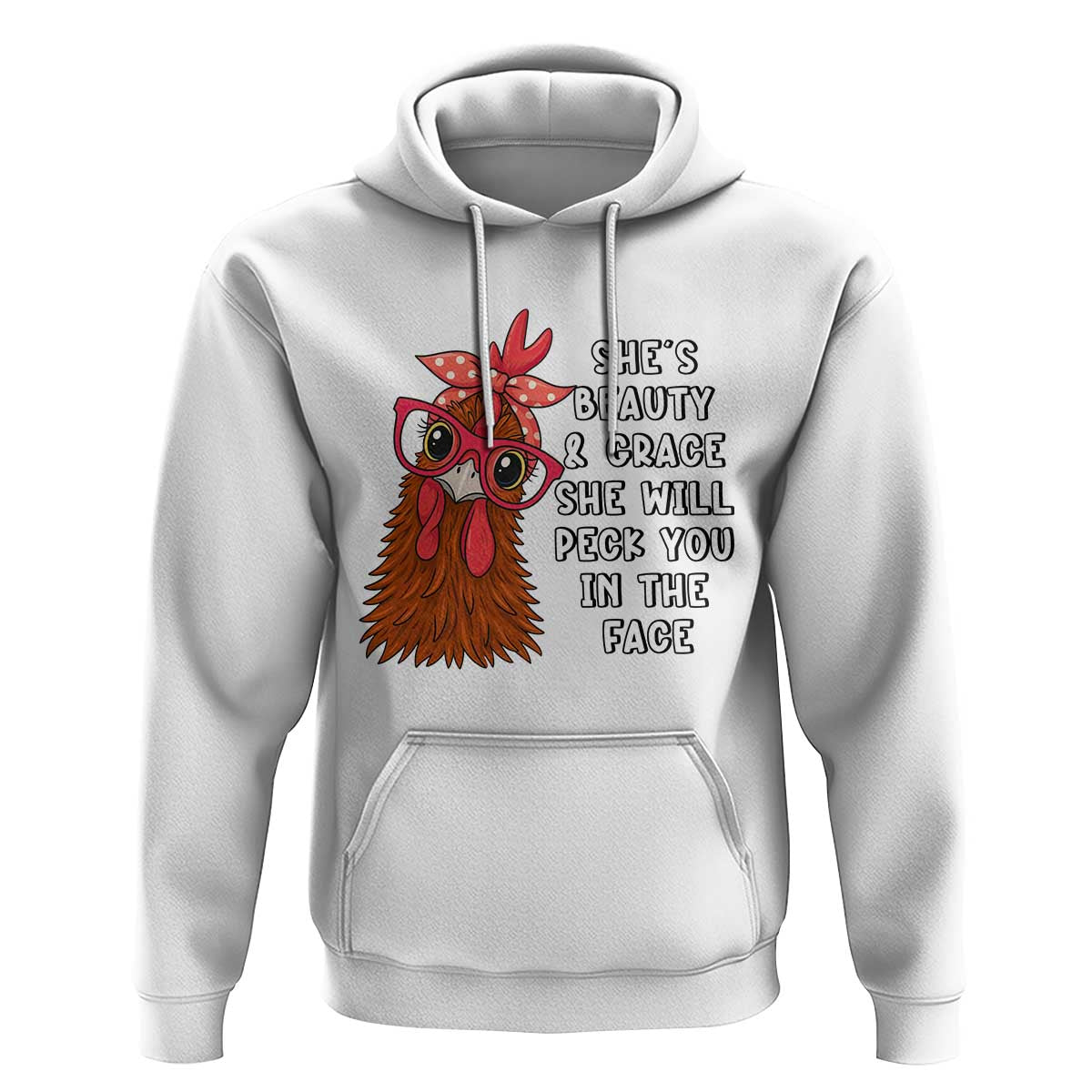 Funny Chicken Lover Gift Hoodie She Is Beauty And Grace She Will Peck You In The Face - Wonder Print Shop