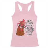 Funny Chicken Lover Gift Racerback Tank Top She Is Beauty And Grace She Will Peck You In The Face - Wonder Print Shop