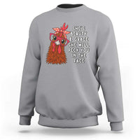 Funny Chicken Lover Gift Sweatshirt She Is Beauty And Grace She Will Peck You In The Face - Wonder Print Shop