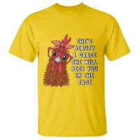 Funny Chicken Lover Gift T Shirt She Is Beauty And Grace She Will Peck You In The Face - Wonder Print Shop