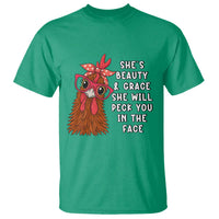 Funny Chicken Lover Gift T Shirt She Is Beauty And Grace She Will Peck You In The Face - Wonder Print Shop
