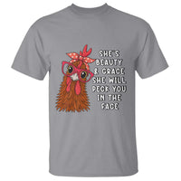 Funny Chicken Lover Gift T Shirt She Is Beauty And Grace She Will Peck You In The Face - Wonder Print Shop