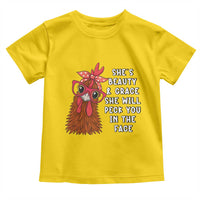 Funny Chicken Lover Gift Toddler T Shirt She Is Beauty And Grace She Will Peck You In The Face - Wonder Print Shop