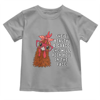 Funny Chicken Lover Gift Toddler T Shirt She Is Beauty And Grace She Will Peck You In The Face - Wonder Print Shop
